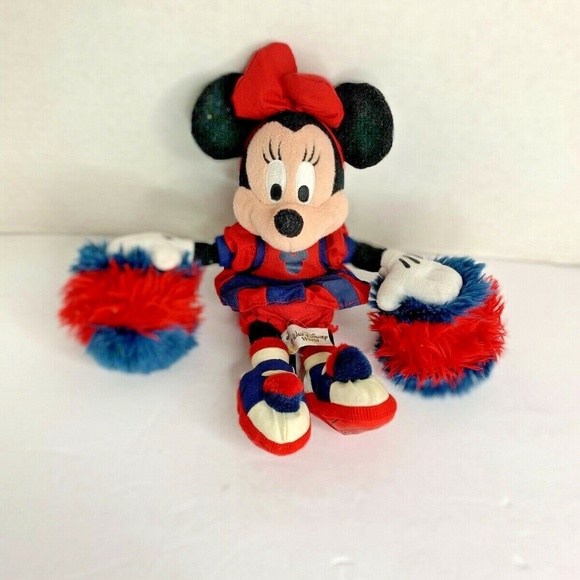 Walt Disney World Minnie Mouse Cheerleader Plush Stuffed Doll Toy 12 in Tall - Picture 1 of 5